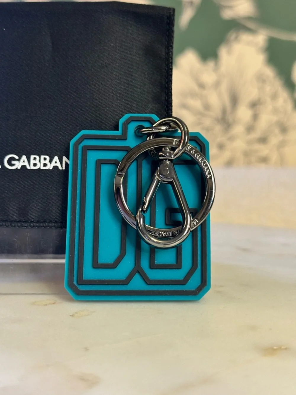 Dolce & Gabbana Teal Logo Keychain NIB